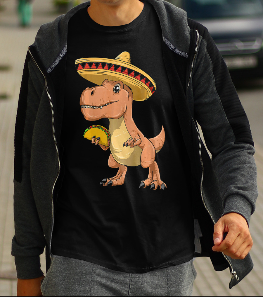 Dinosaur Taco Mexican Sombrero Dinosaur T-Shirt