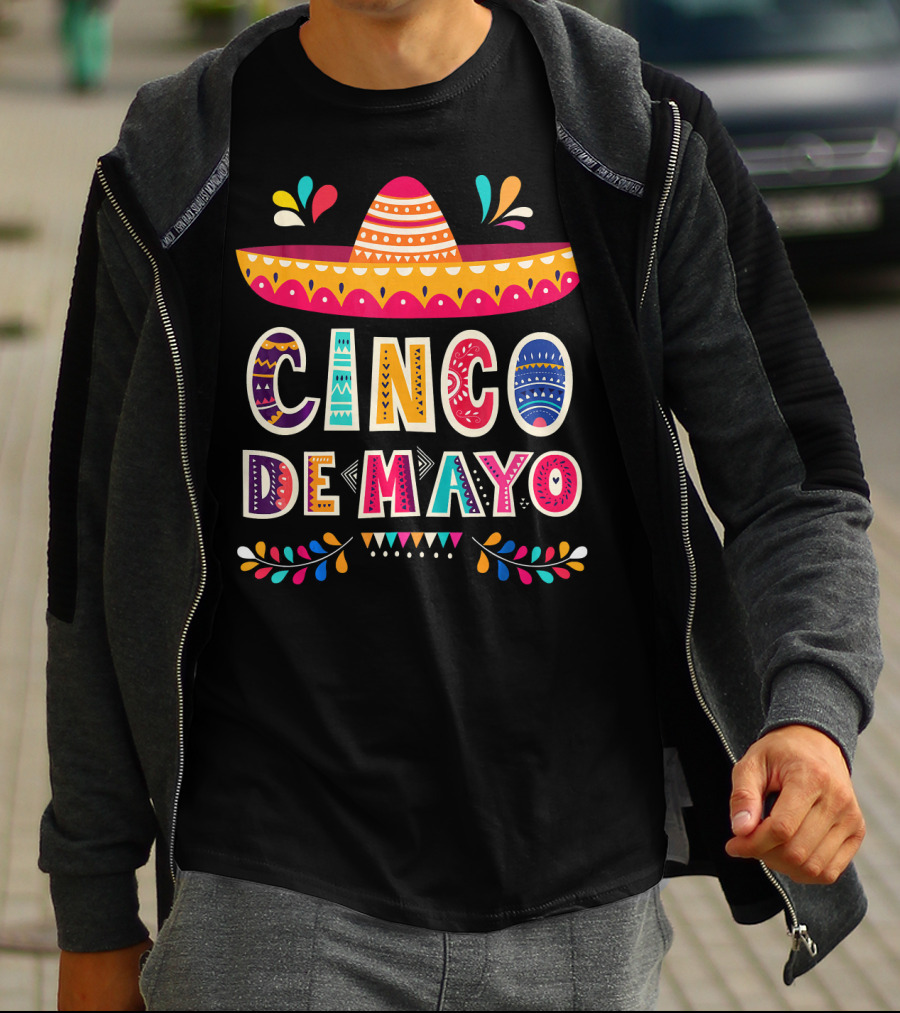 Cinco De Mayo Sombrero Colorful Celebration Mexico T-Shirt