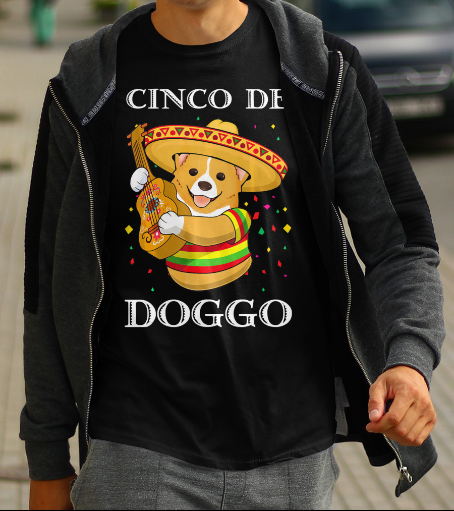 Cinco De Doggo Funny Corgi Guitar Fiesta T-Shirt
