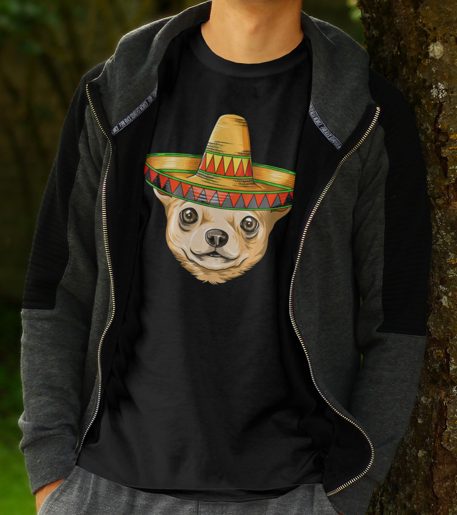 Chihuahua Wearing Mexican Sombrero For Cinco De Mayo T-Shirt