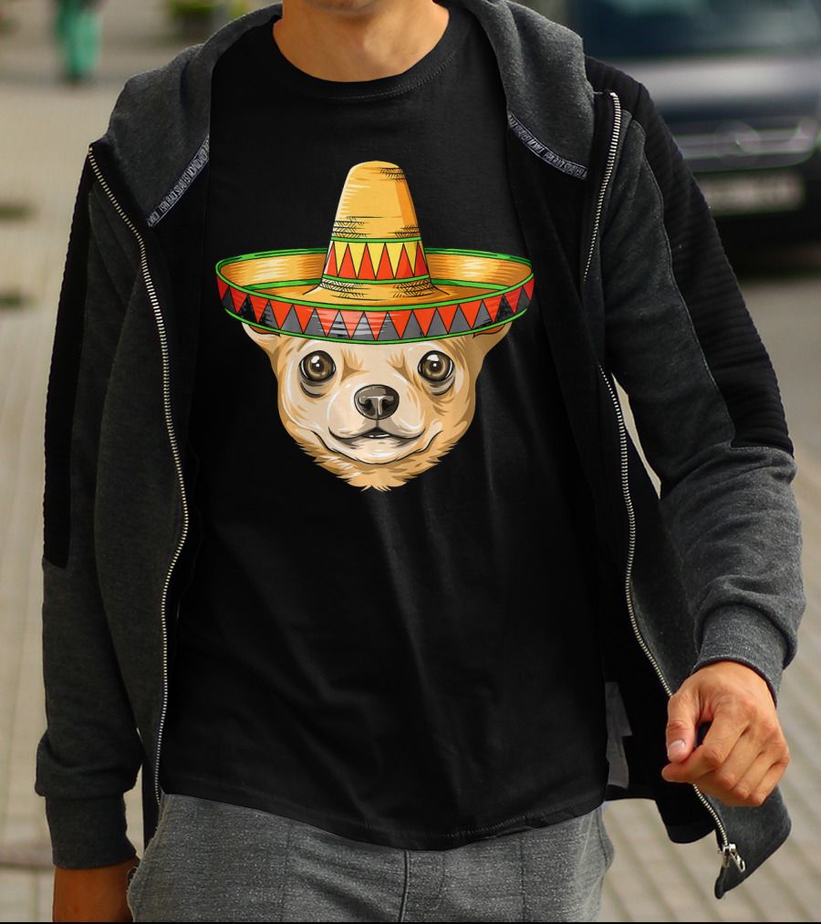 Chihuahua Wearing Mexican Sombrero For Cinco De Mayo T-Shirt