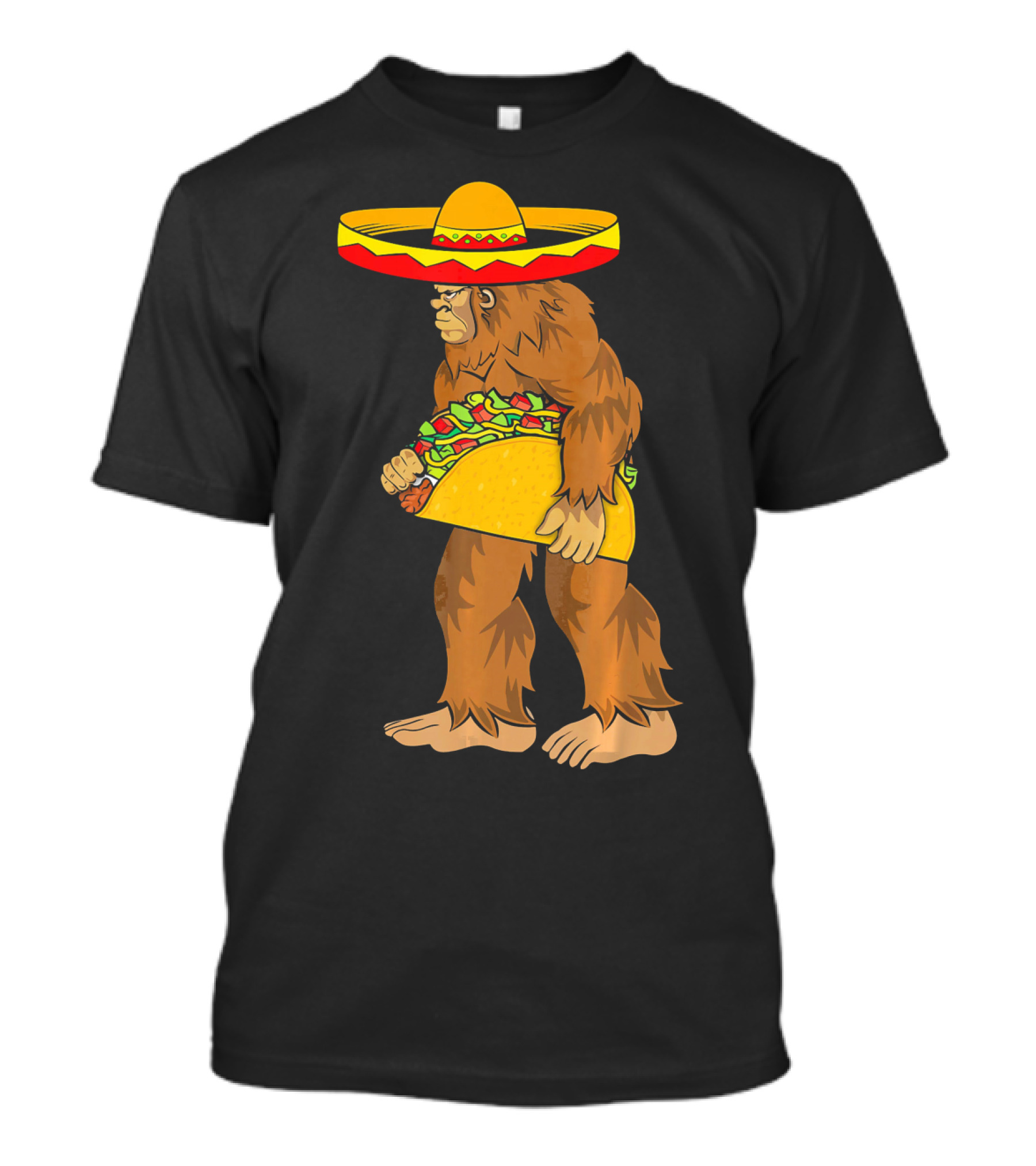 Bigfoot Carrying Taco Sombrero Cinco De Mayo T-Shirt