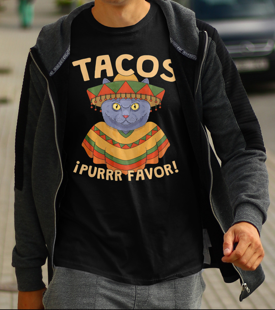 Tacos ¡Purrr Favor Cinco De Mayo British Shorthair Cat T-Shirt