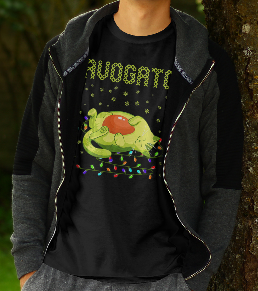 Avogato Cat With Colorful Lights Funny Cinco De Mayo Meow T-Shirt