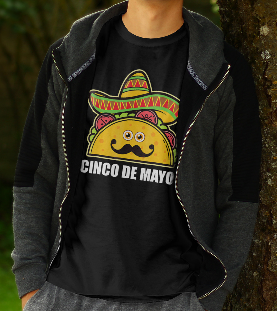 Cinco De Mayo Sombrero Taco With Eyes And Mustache T-Shirt