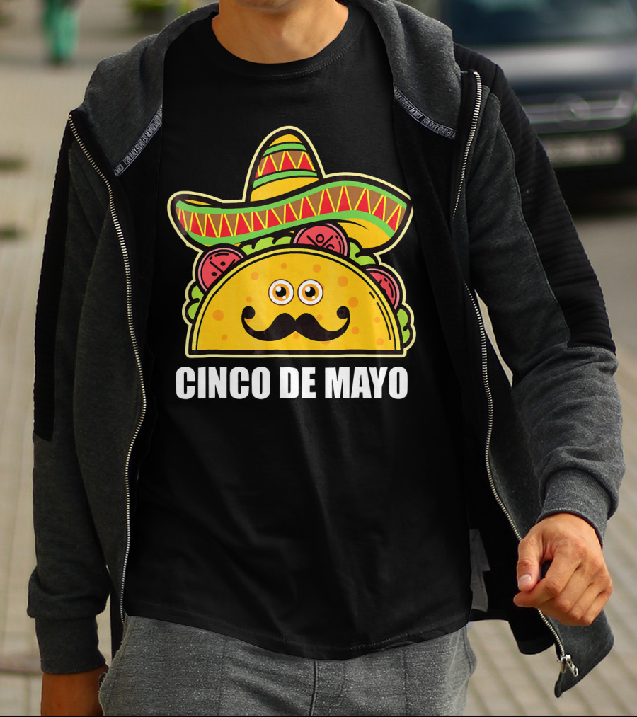 Cinco De Mayo Sombrero Taco With Eyes And Mustache T-Shirt