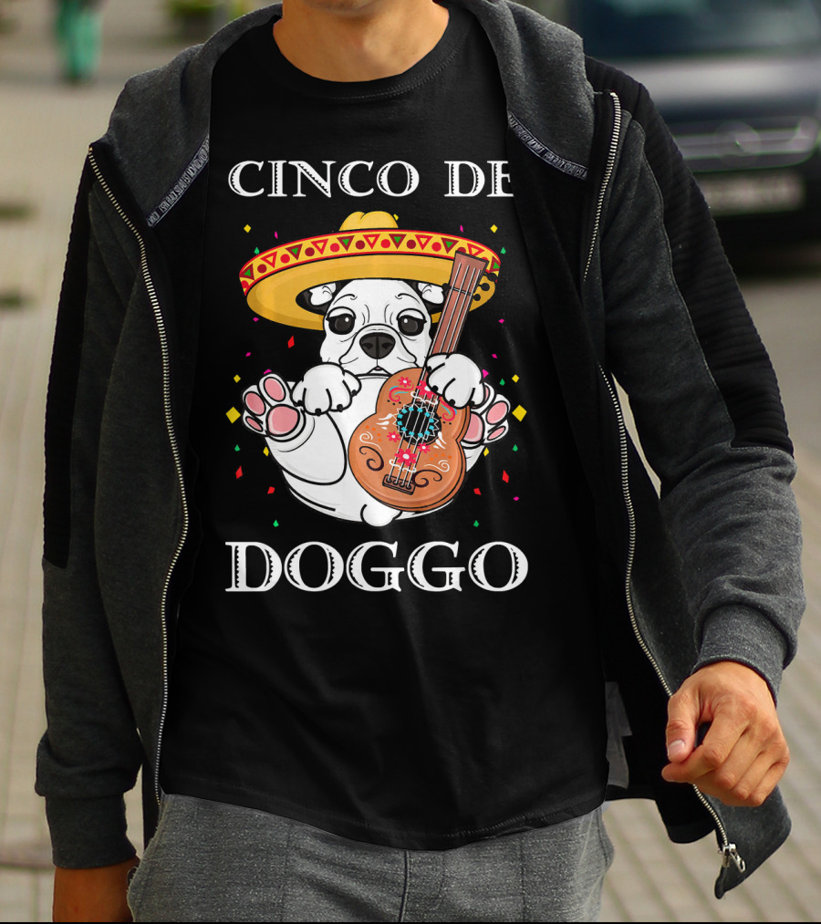 Cinco De Doggo Funny French Bulldog Guitar T-Shirt