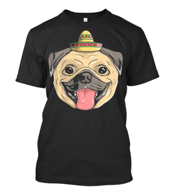 Fiesta Pug Dog Sombrero Cinco De Mayo T-Shirt