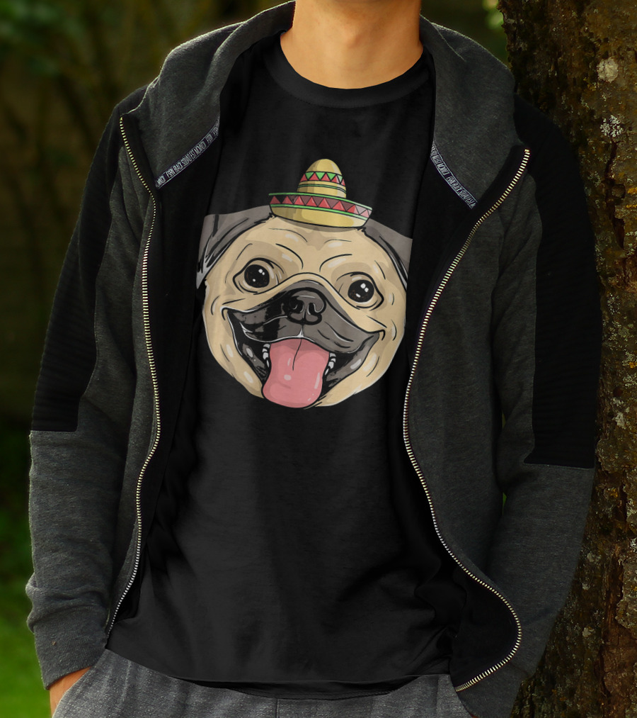 Fiesta Pug Dog Sombrero Cinco De Mayo T-Shirt