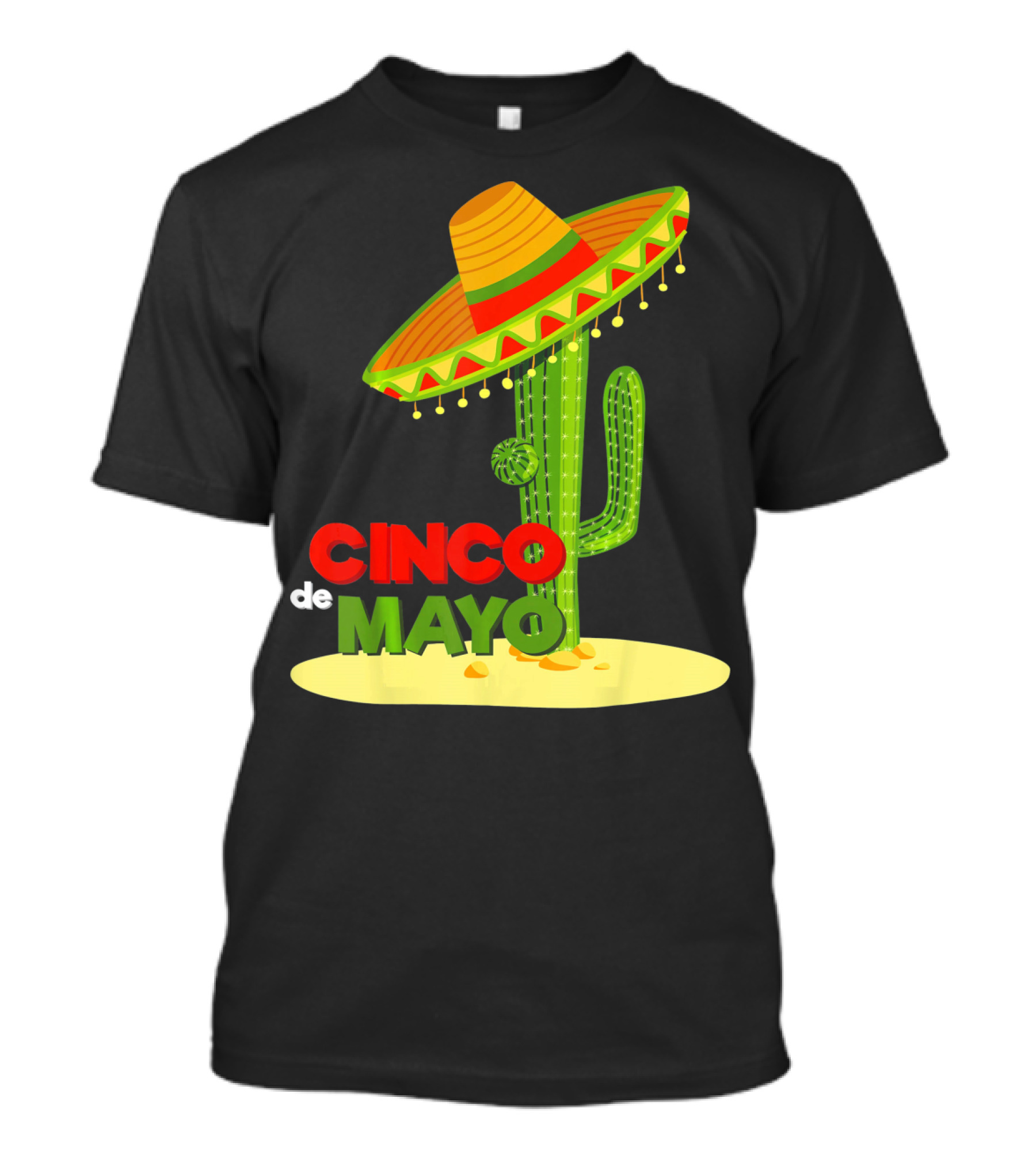 Fiesta Cinco De Mayo Cactus With Sombrero T-Shirt
