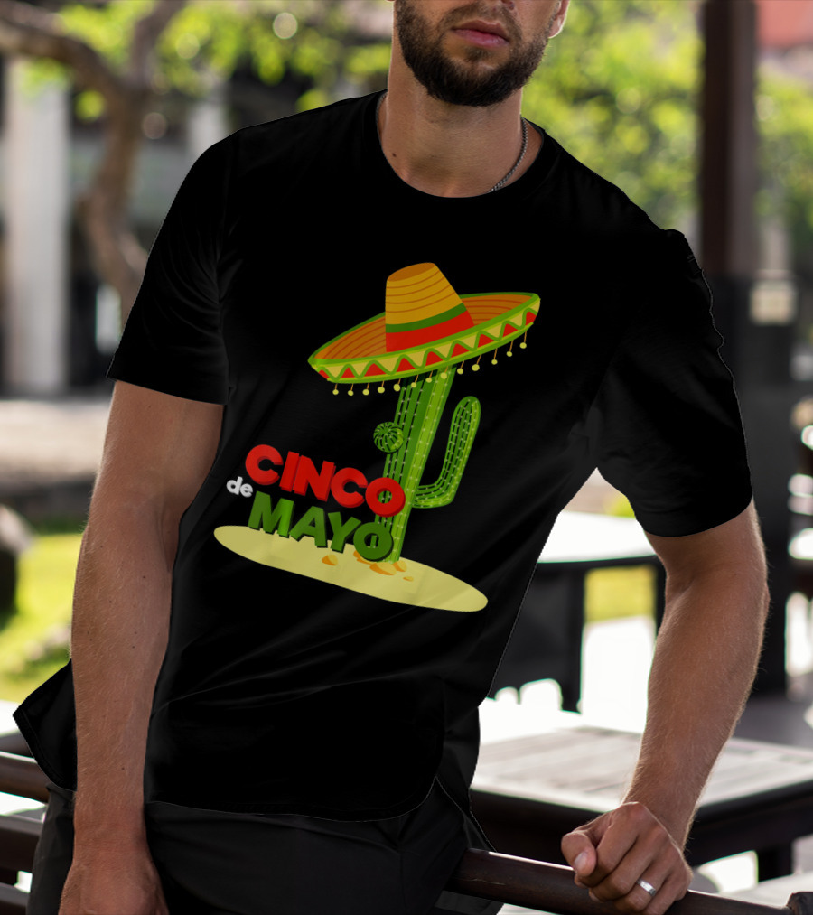 Fiesta Cinco De Mayo Cactus With Sombrero T-Shirt