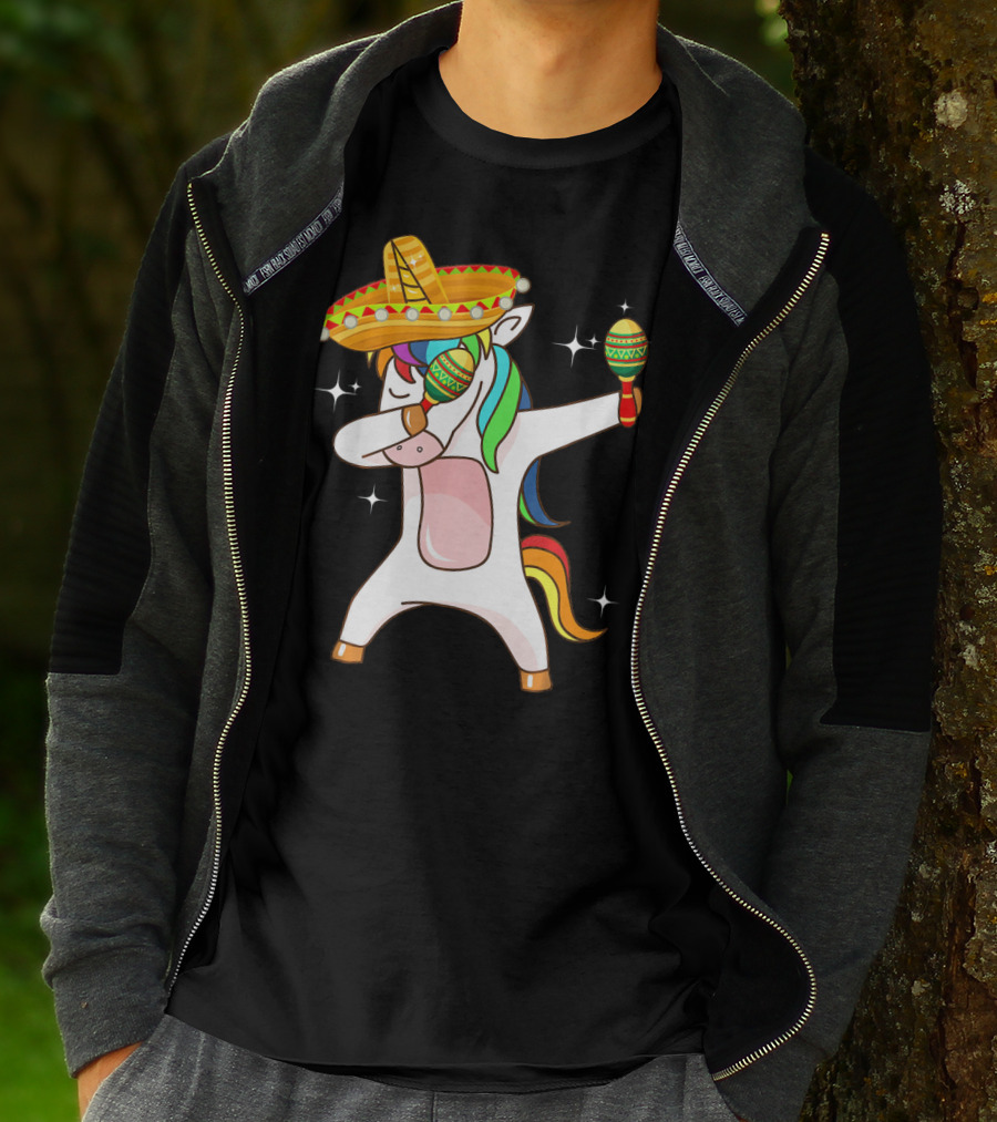 Dabbing Unicorn Sombrero Maracas Cinco De Mayo T-Shirt