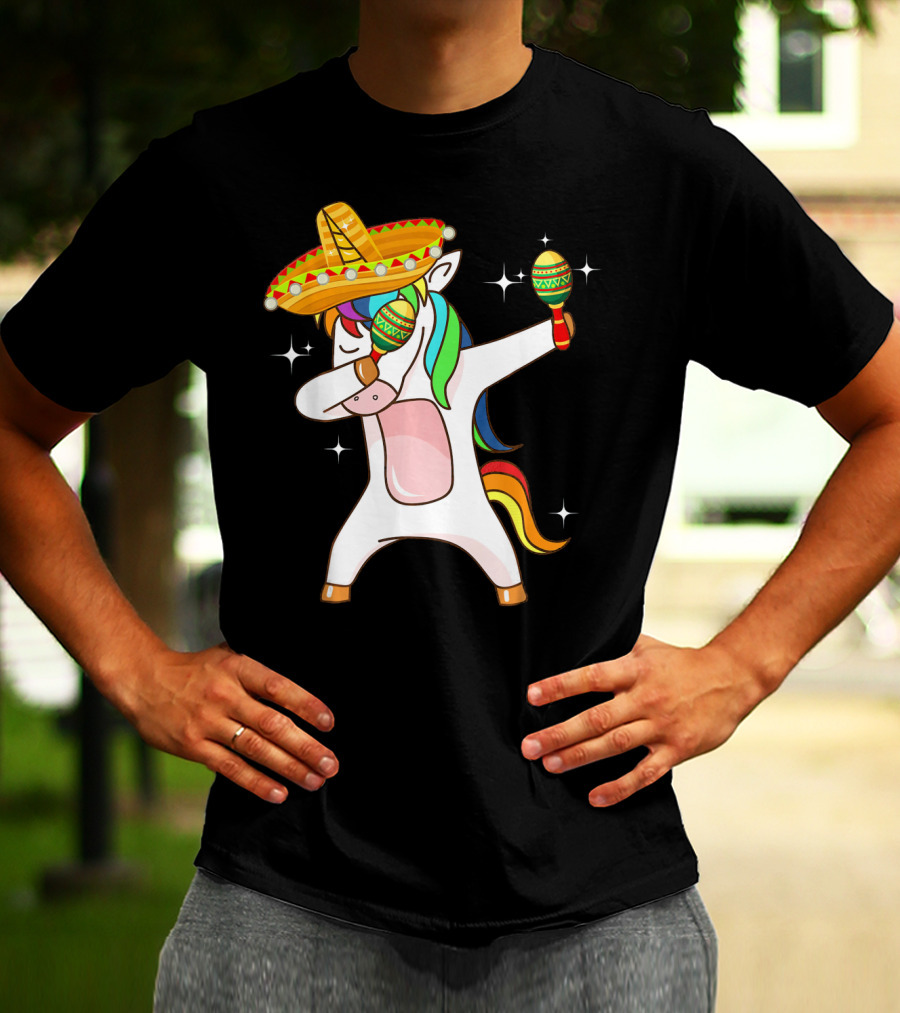 Dabbing Unicorn Sombrero Maracas Cinco De Mayo T-Shirt