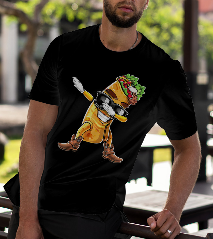 Dabbing Burrito With Cowboy Boots Cinco De Mayo Party T-Shirt