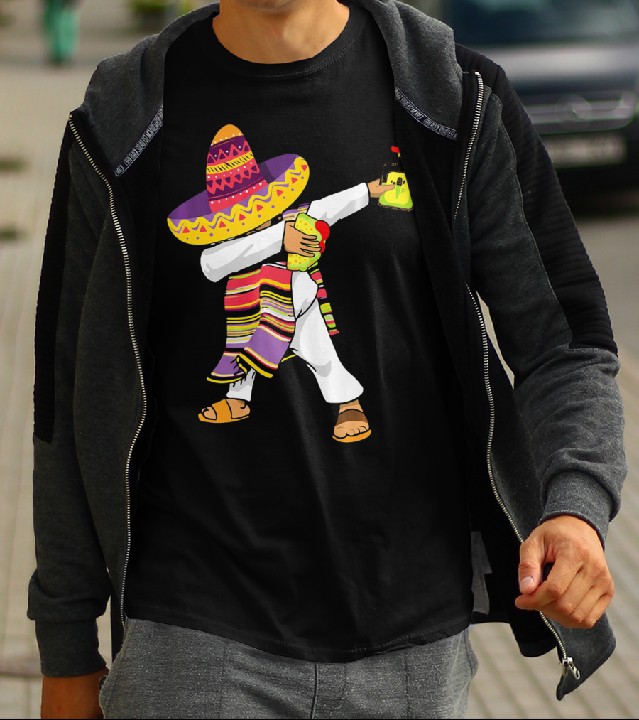 Mexican Poncho Dabbing Sombrero Cinco De Mayo Tequila T-Shirt