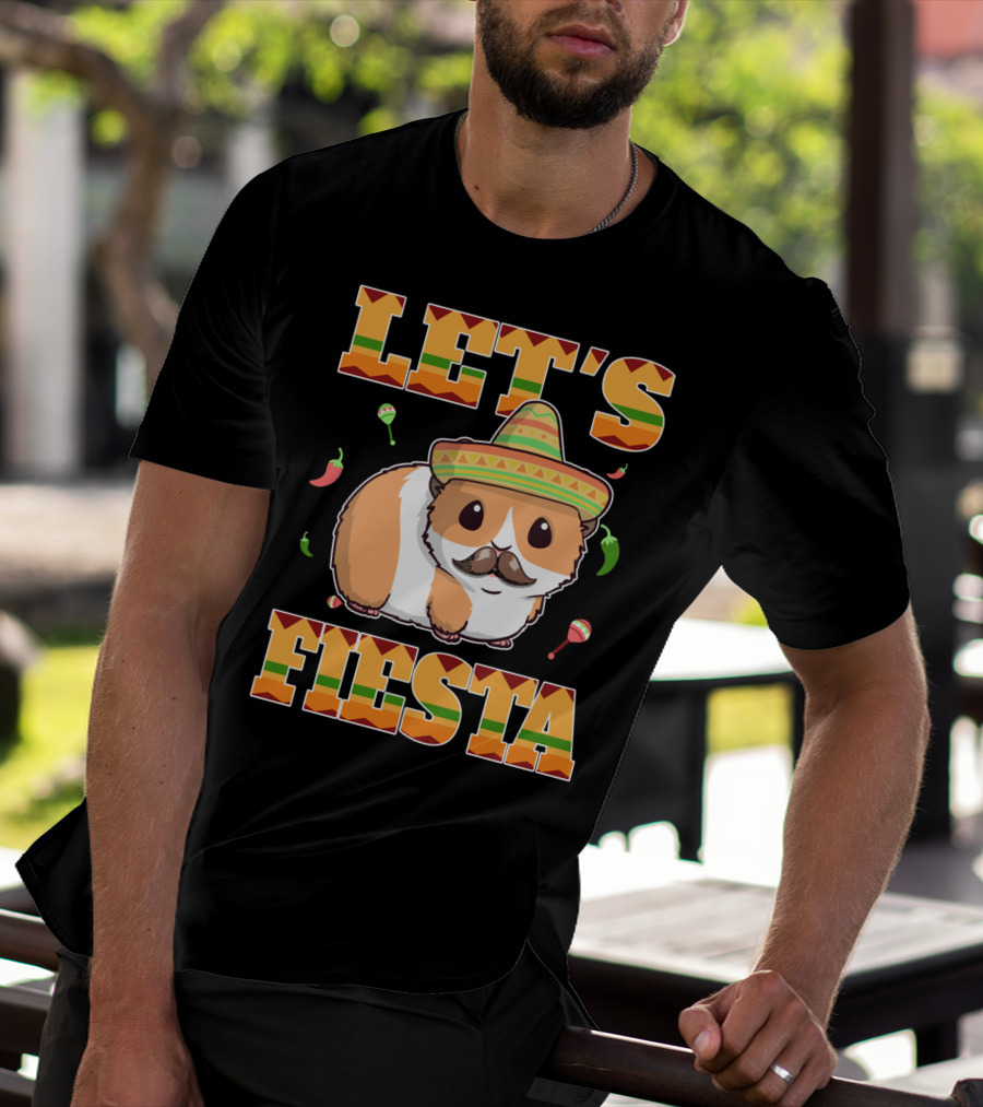 Let's Fiesta Guinea Pig Sombrero Maracas Cinco De Mayo Mex T-Shirt