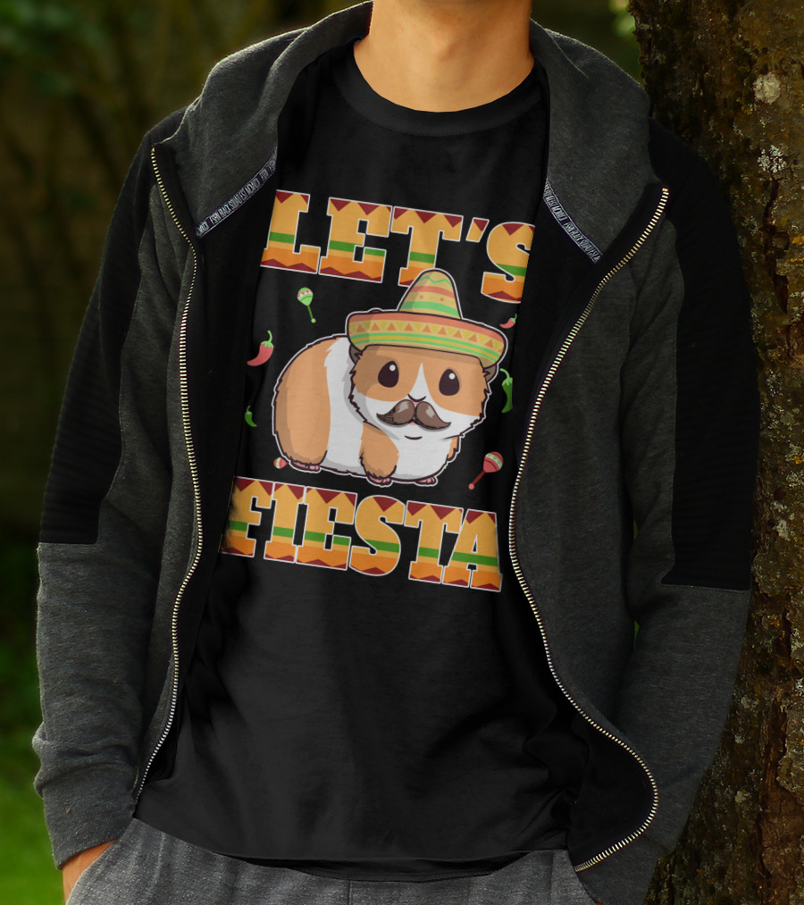 Let's Fiesta Guinea Pig Sombrero Maracas Cinco De Mayo Mex T-Shirt