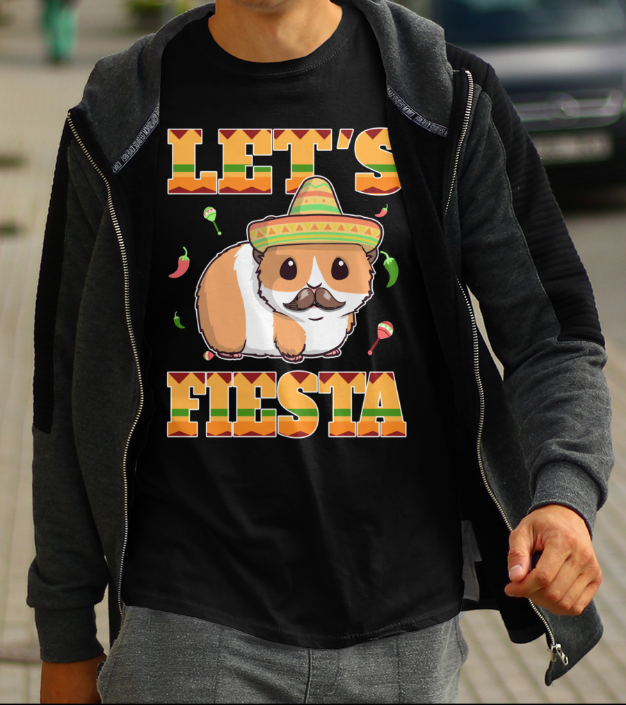 Let's Fiesta Guinea Pig Sombrero Maracas Cinco De Mayo Mex T-Shirt