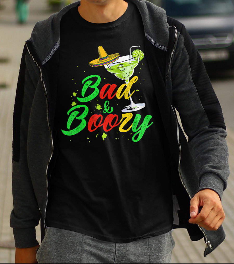 Cinco De Mayo Bad And Boozy Sombrero Margarita Lime Drink T-Shirt