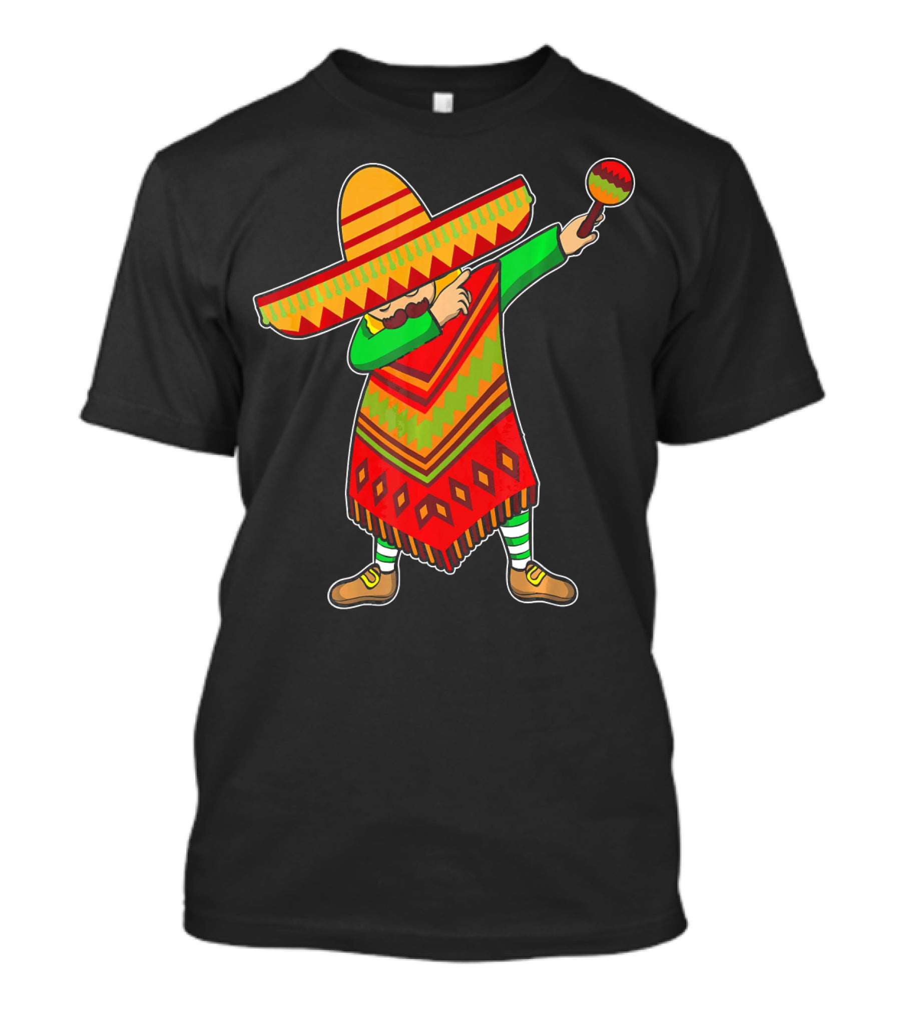 Cinco De Mayo Sombrero Poncho Dab With Maraca T-Shirt