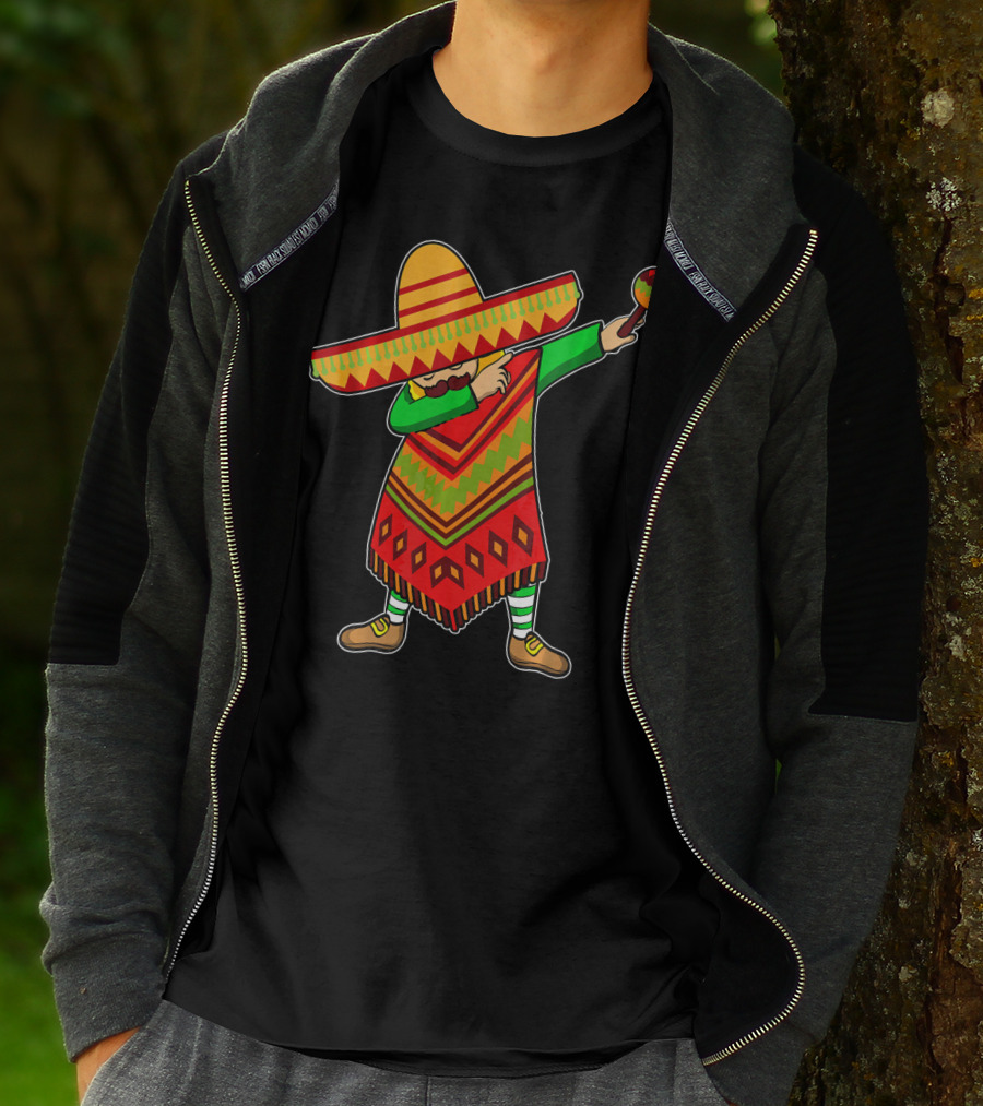 Cinco De Mayo Sombrero Poncho Dab With Maraca T-Shirt