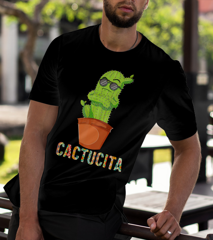 Mamacita Cactus Cactucita Cinco De Mayo Cactus With Sunglasses In Pot T-Shirt