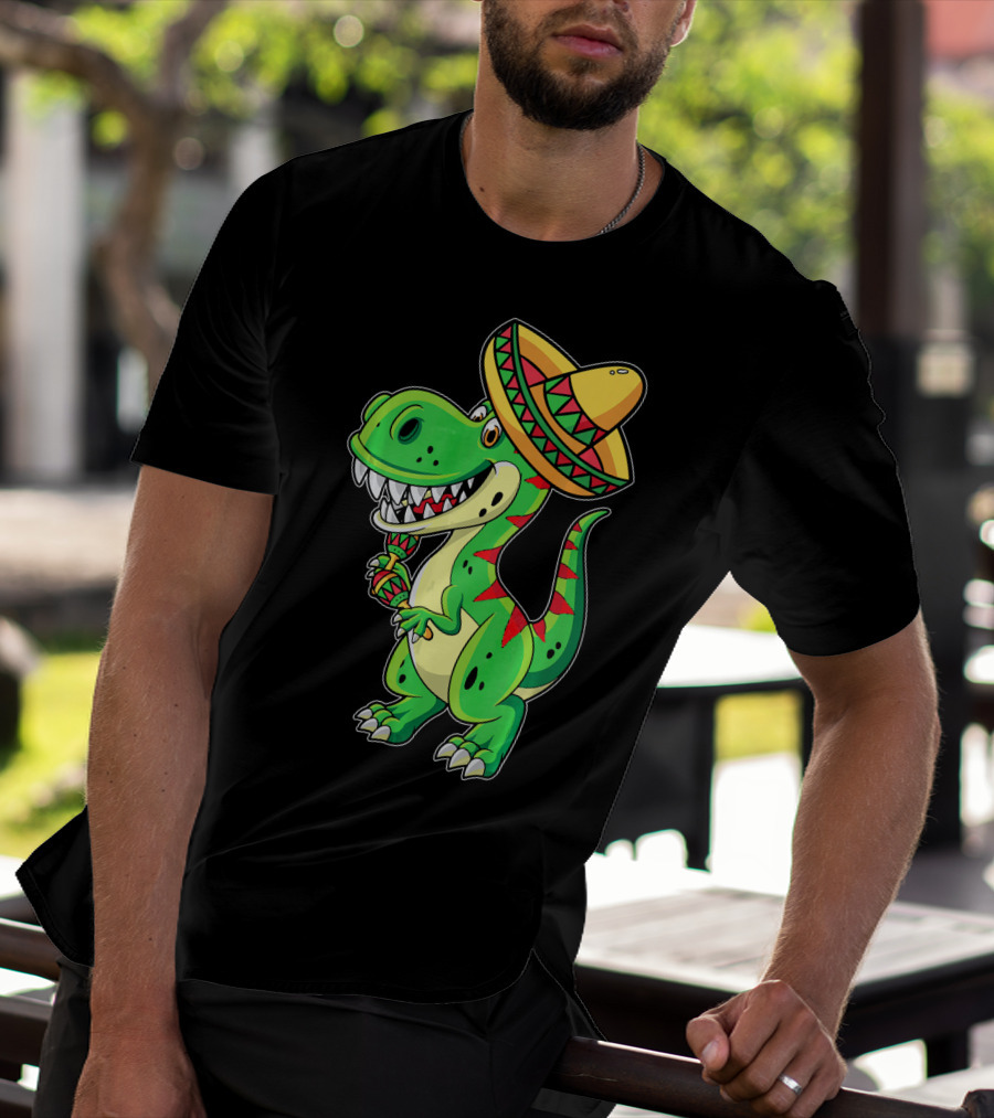 Cinco De Mayo Sombrero Tyrannosaurus Rex Dinosaur Fiesta T-Shirt