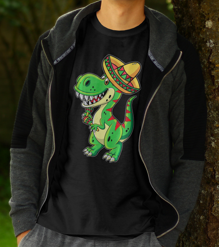Cinco De Mayo Sombrero Tyrannosaurus Rex Dinosaur Fiesta T-Shirt