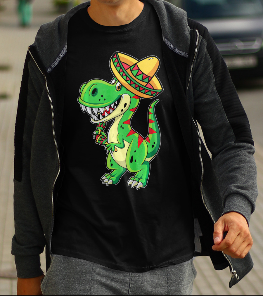 Cinco De Mayo Sombrero Tyrannosaurus Rex Dinosaur Fiesta T-Shirt