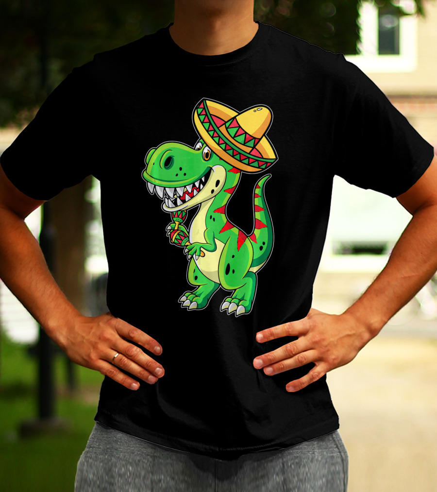 Cinco De Mayo Sombrero Tyrannosaurus Rex Dinosaur Fiesta T-Shirt