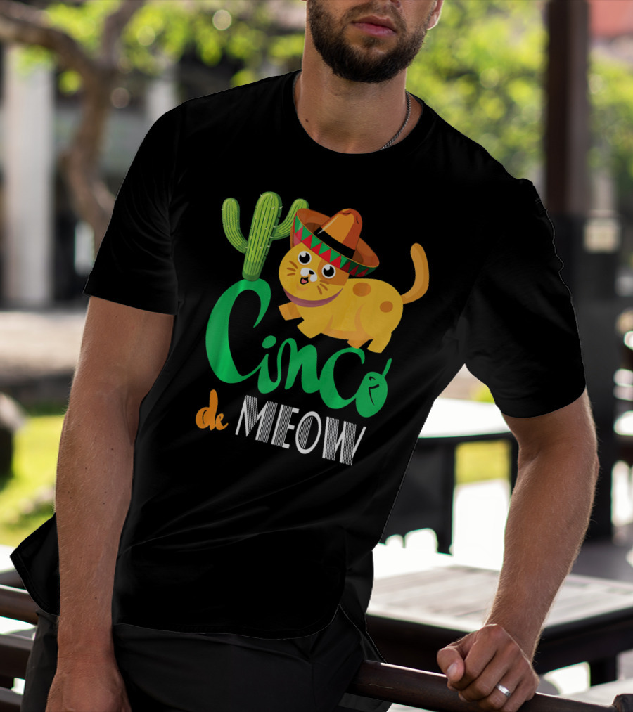 Cinco De Meow Cat Cactus Sombrero Mexico Cinco De Mayo T-Shirt