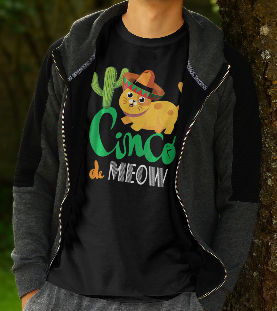 Cinco De Meow Cat Cactus Sombrero Mexico Cinco De Mayo T-Shirt