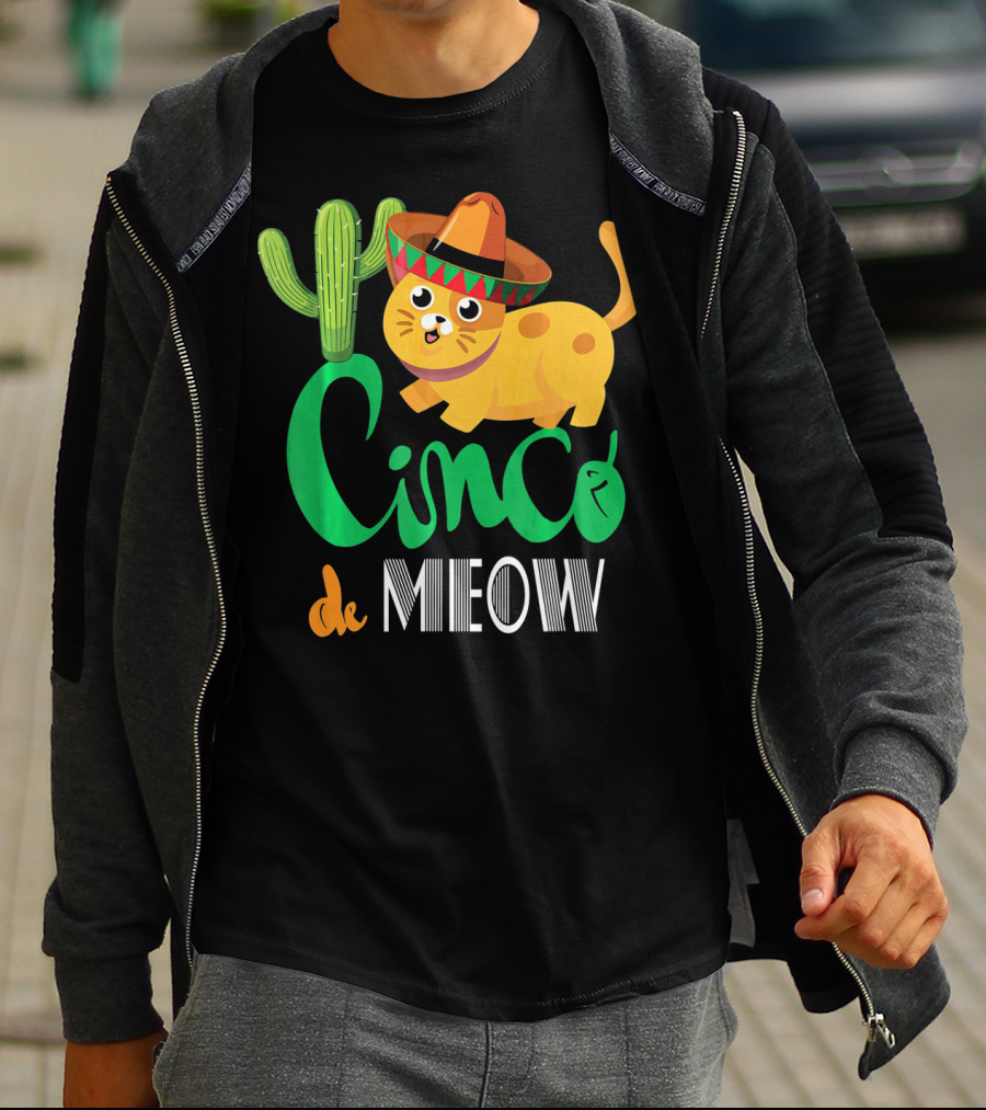 Cinco De Meow Cat Cactus Sombrero Mexico Cinco De Mayo T-Shirt