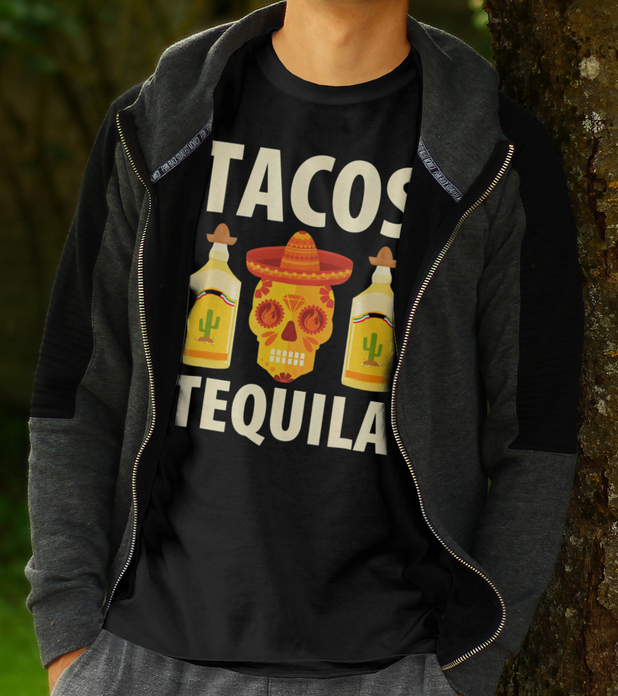 Cinco De Mayo Tacos Tequila Skull And Bottles T-Shirt