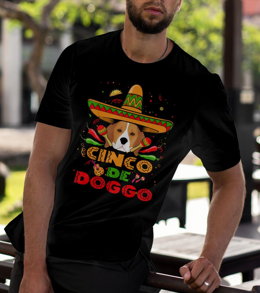Cinco De Doggo Beagle Sombrero Maracas Peppers Fiesta T-Shirt