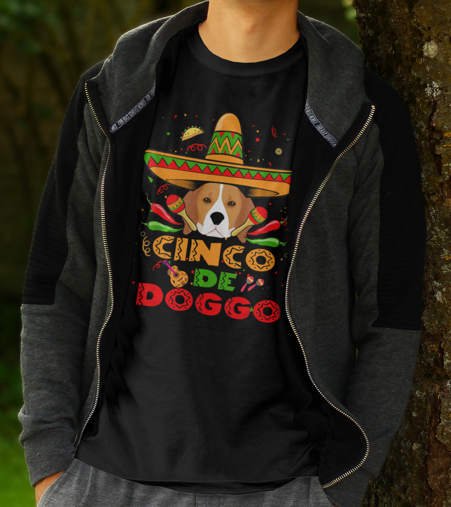 Cinco De Doggo Beagle Sombrero Maracas Peppers Fiesta T-Shirt