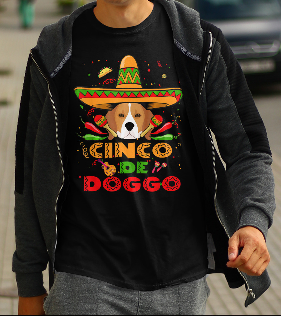 Cinco De Doggo Beagle Sombrero Maracas Peppers Fiesta T-Shirt