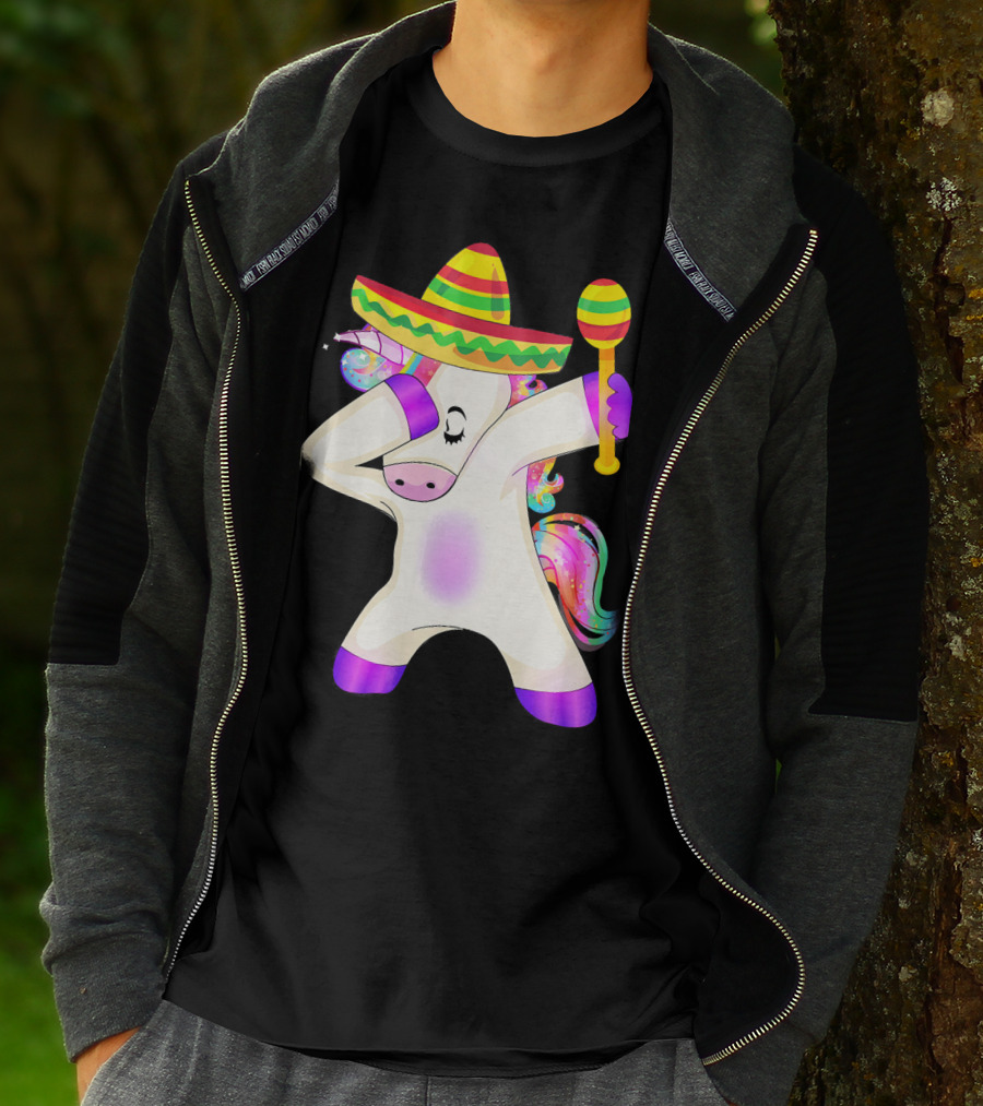 Cinco De Mayo Dabbing Unicorn Sombrero Maracas T-Shirt