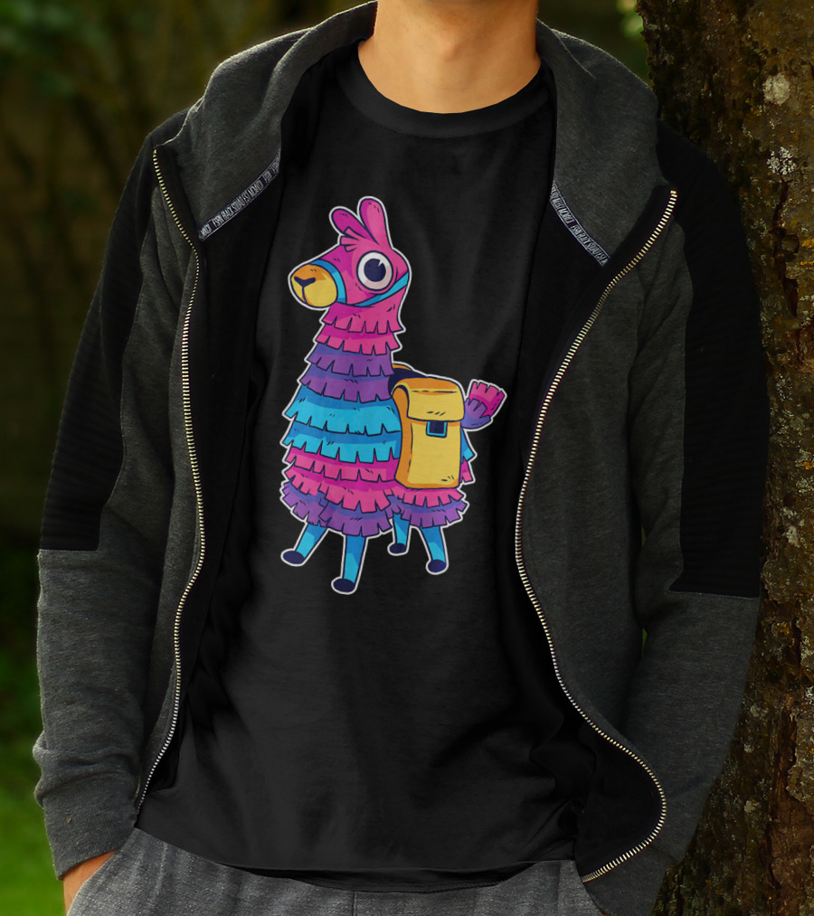 Llama Pinata Funny Festive Fiesta Party With Colorful Backpack T-Shirt