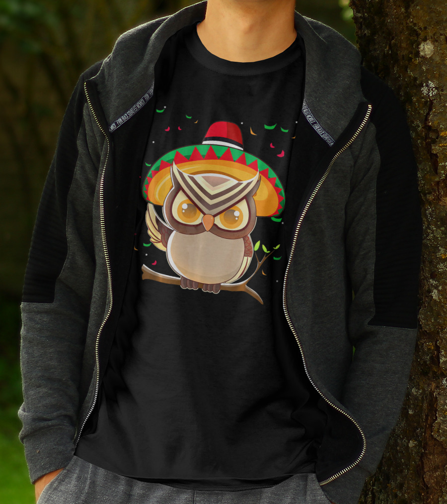 Cute Night Owl Sombrero Cinco De Mayo 5th Of May T-Shirt