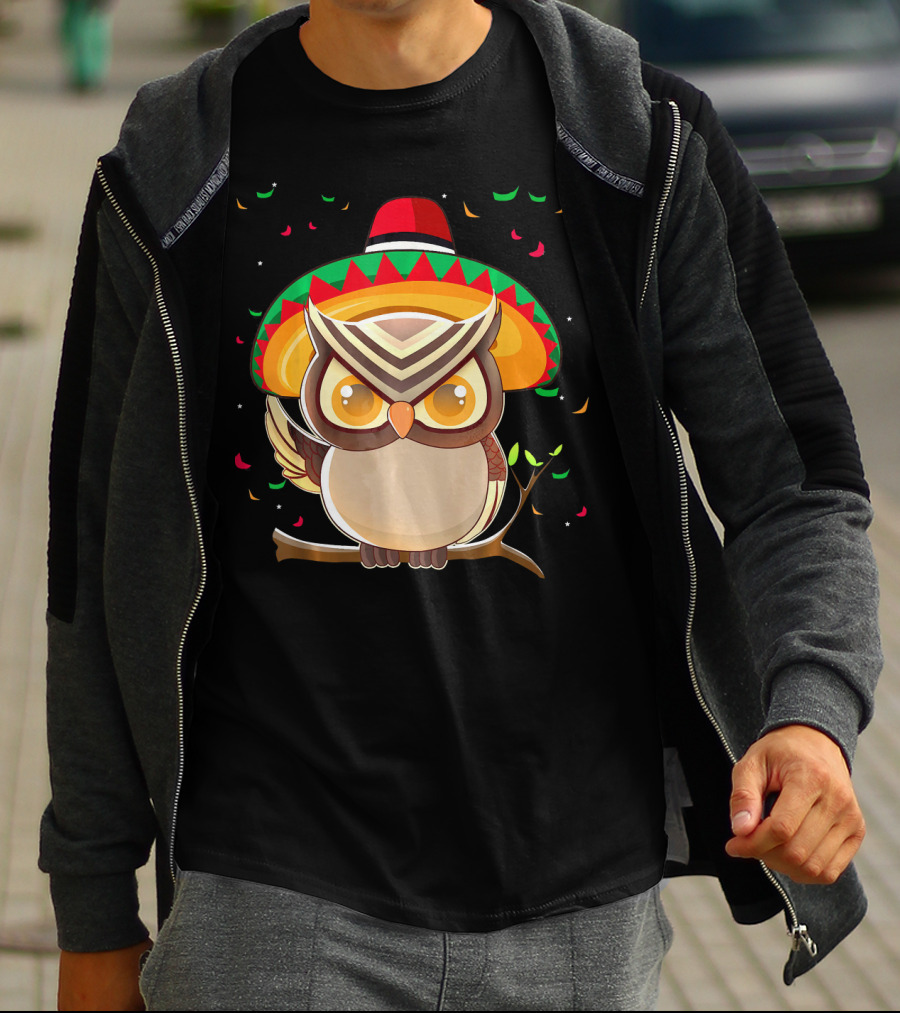 Cute Night Owl Sombrero Cinco De Mayo 5th Of May T-Shirt