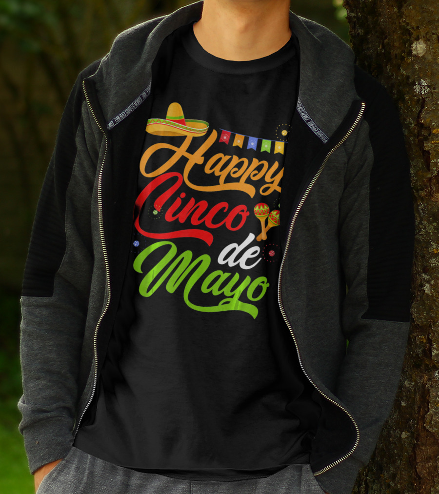 Happy Cinco De Mayo Sombrero And Maracas T-Shirt