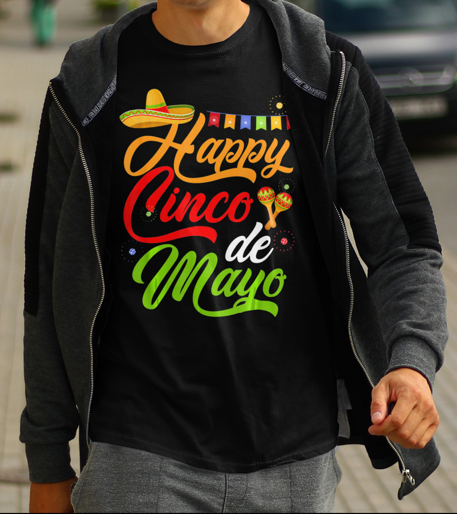 Happy Cinco De Mayo Sombrero And Maracas T-Shirt