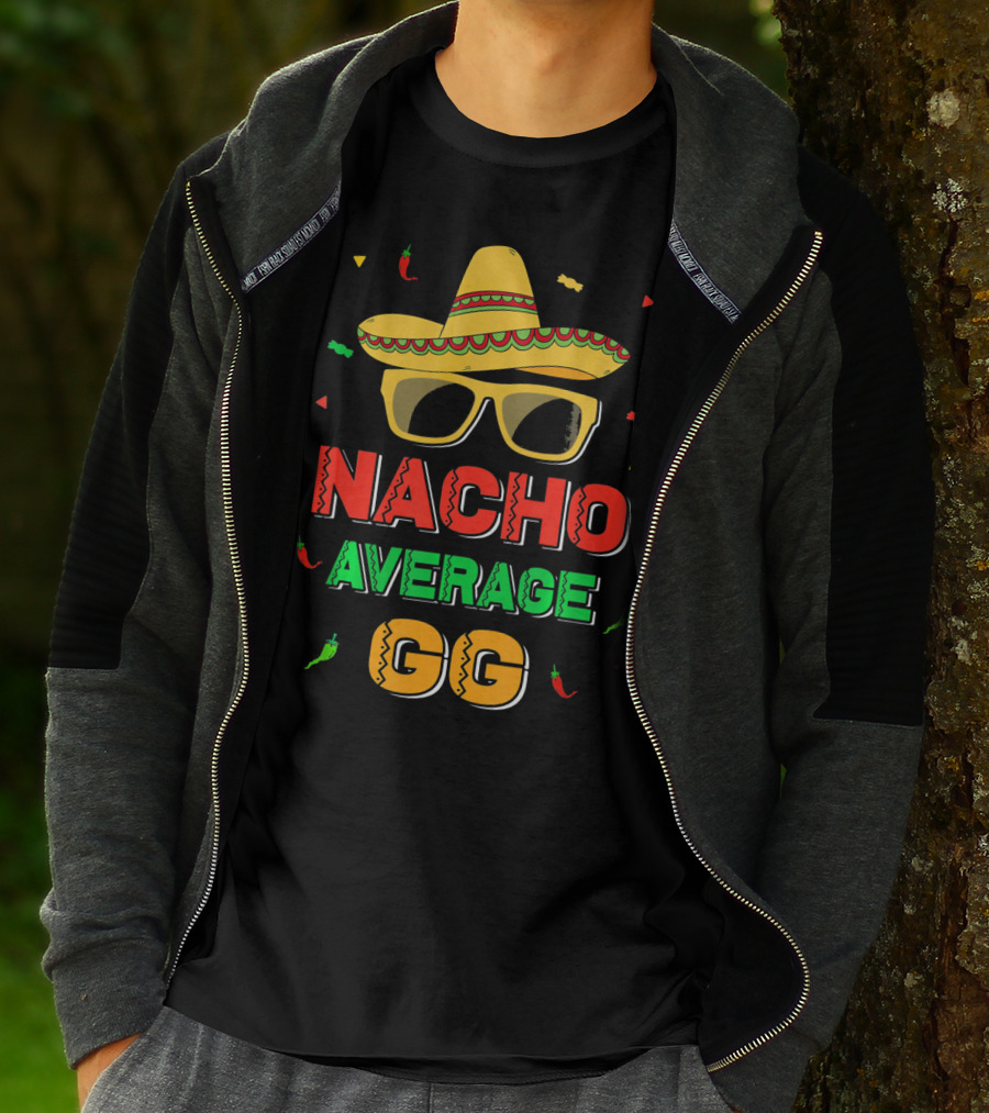 Nacho Average GG Cinco De Mayo Sombrero Peppers Sunglasses T-Shirt