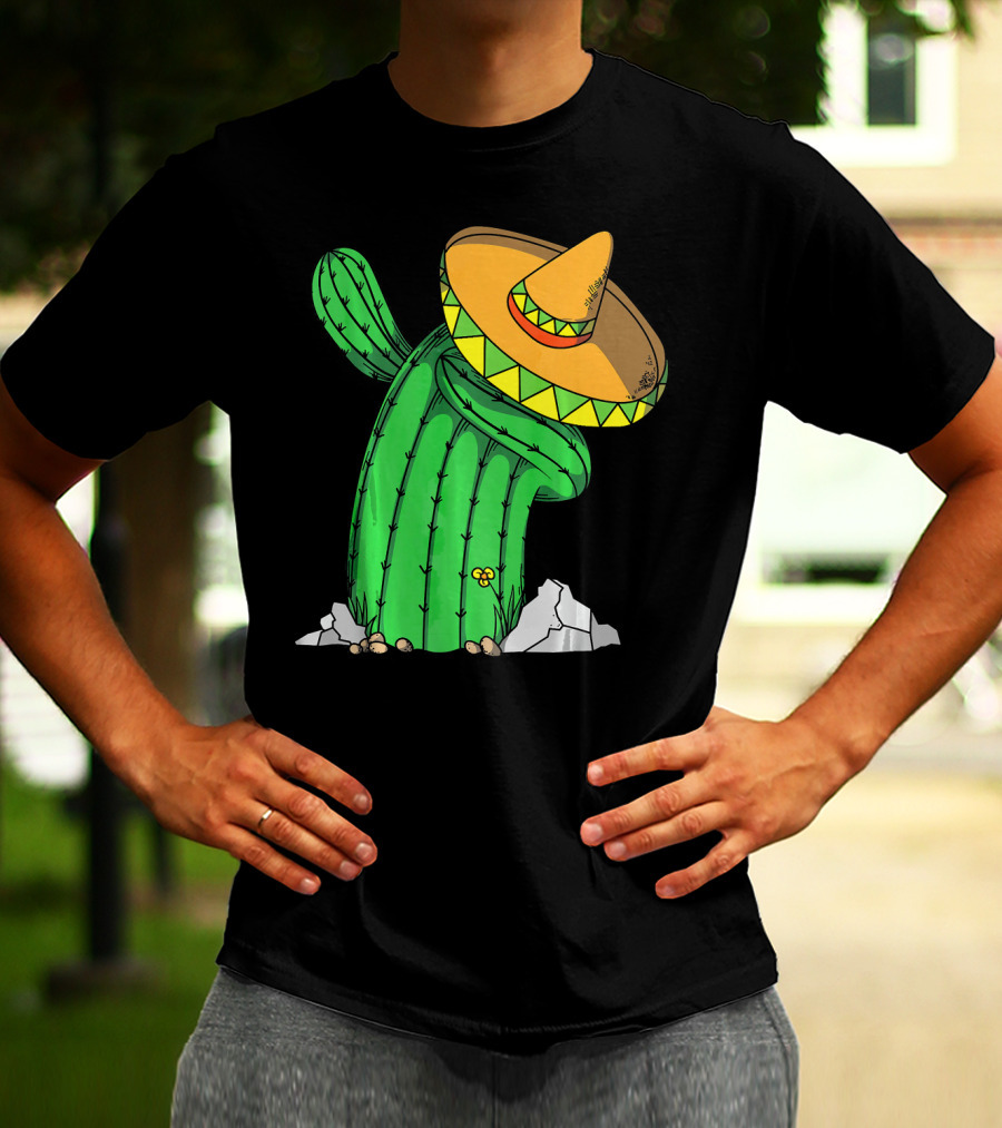 Cinco De Mayo Dabbing Cactus With Sombrero Fun T-Shirt
