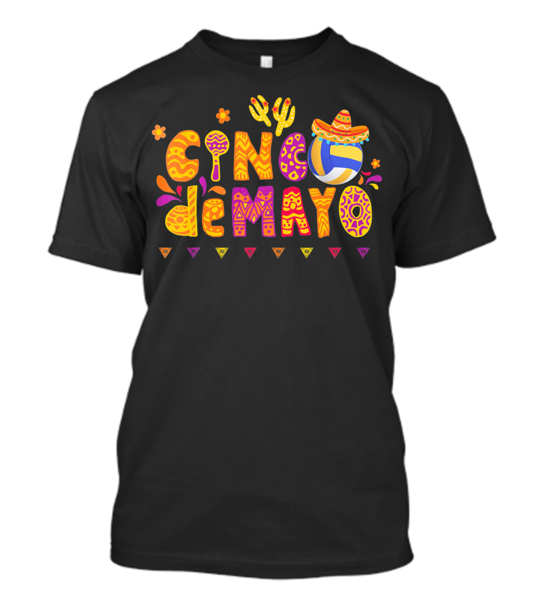 Cinco De Mayo Volleyball Fiesta With Sombrero And Cactus T-Shirt