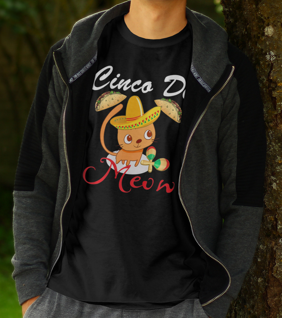 Cinco De Meow Cat In Sombrero With Tacos And Maracas T-Shirt