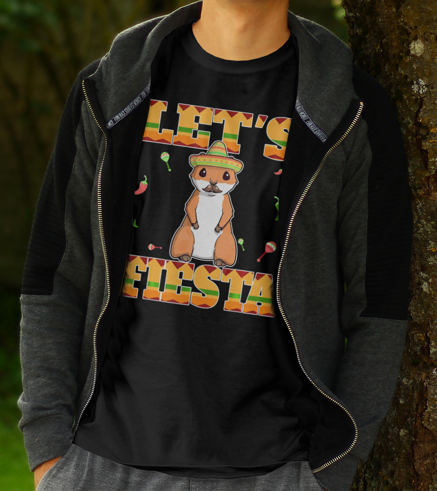 Let's Fiesta Prairie Dog Cinco De Mayo Sombrero Celebration Peppers Maracas T-Shirt