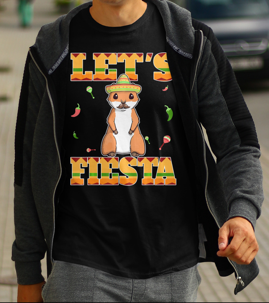 Let's Fiesta Prairie Dog Cinco De Mayo Sombrero Celebration Peppers Maracas T-Shirt