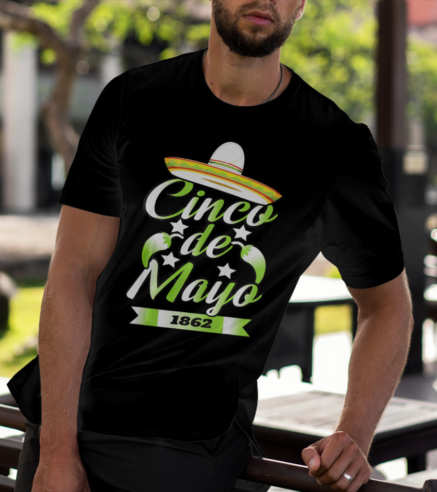 Cinco De Mayo 1862 Sombrero Mexican Cele Celebration With Stars And Sombrero T-Shirt